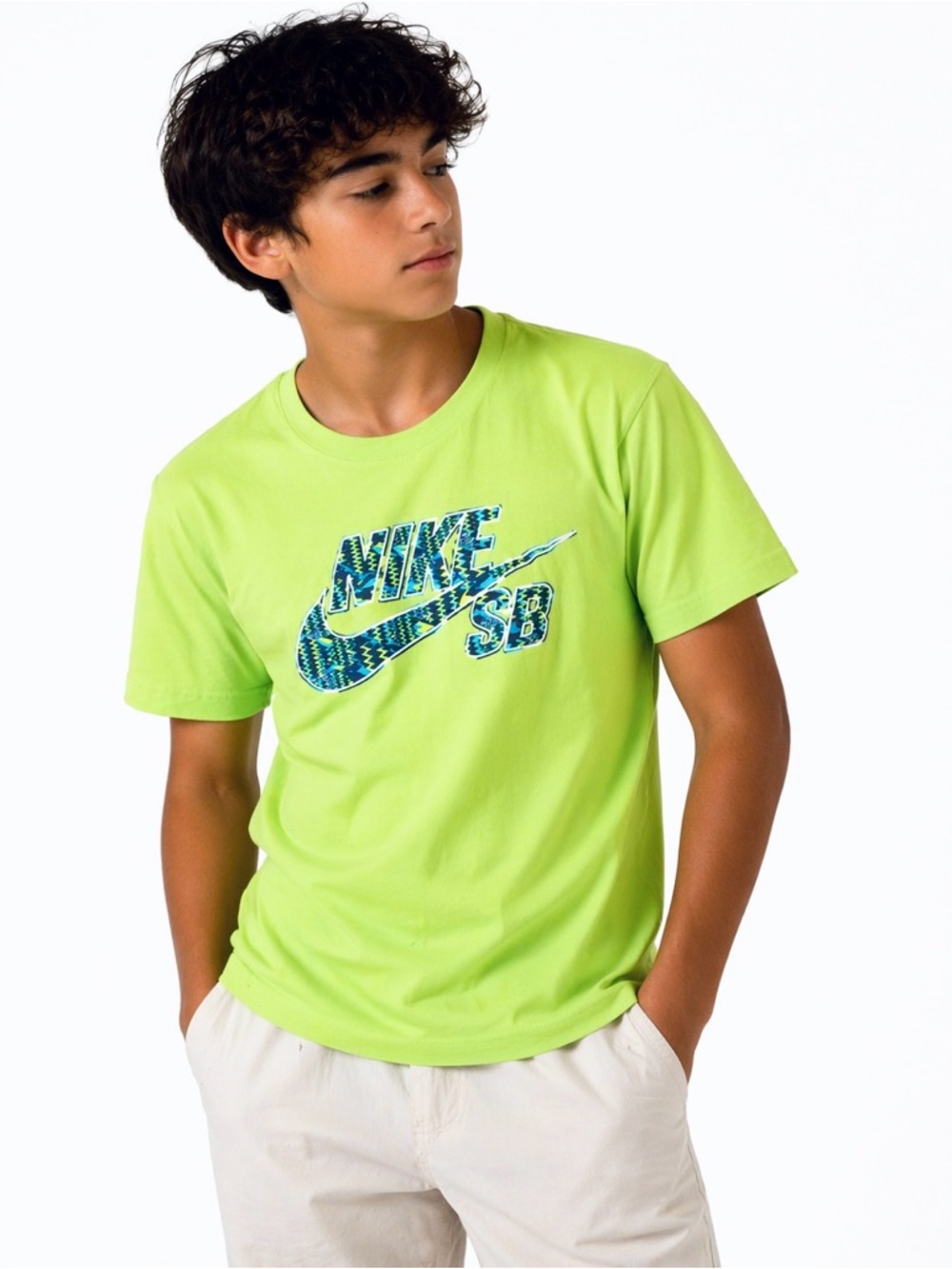 Nike SB T-shirt Boys Size L (12-13 Yrs) Short Sleeve Cotton Green